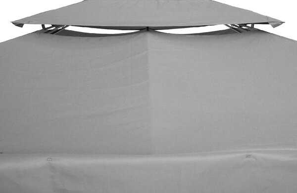 VivaGarden Copertura Gazebo 4x3 m a 2 Livelli in Poliestere con Cinghie e 10 Fori di Drenaggio colore Grigio
