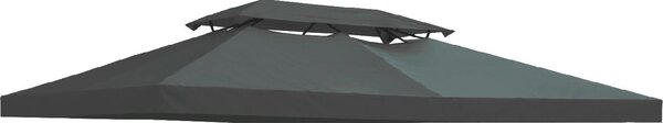 VivaGarden Copertura Gazebo 4x3 m a 2 Livelli in Poliestere con Cinghie e 10 Fori di Drenaggio colore Grigio Antracite