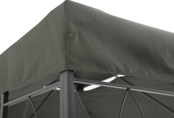 VivaGarden Copertura Gazebo 4x3 m a 2 Livelli in Poliestere con Cinghie e 10 Fori di Drenaggio colore Grigio Scuro