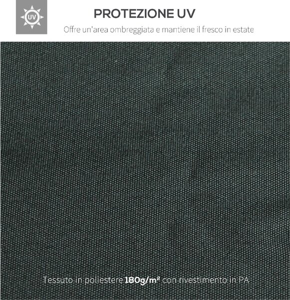 VivaGarden Copertura Gazebo 4x3 m a 2 Livelli in Poliestere con Cinghie e 10 Fori di Drenaggio colore Grigio Antracite