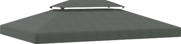 VivaGarden Copertura Gazebo 4x3 m a 2 Livelli in Poliestere con Cinghie e 10 Fori di Drenaggio colore Grigio Scuro