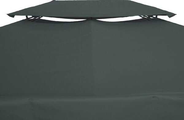 VivaGarden Copertura Gazebo 4x3 m a 2 Livelli in Poliestere con Cinghie e 10 Fori di Drenaggio colore Grigio Antracite