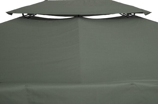 VivaGarden Copertura Gazebo 4x3 m a 2 Livelli in Poliestere con Cinghie e 10 Fori di Drenaggio colore Grigio Scuro