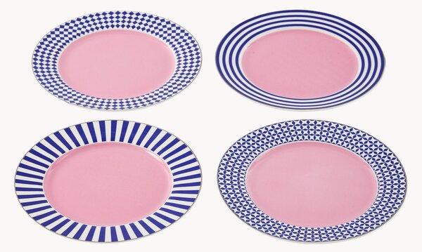 Set di 4 piatti da colazione in porcellana Aunty