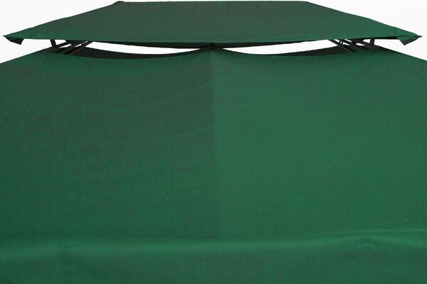 VivaGarden Copertura Gazebo 4x3 m a 2 Livelli in Poliestere con Cinghie e 10 Fori di Drenaggio colore Verde