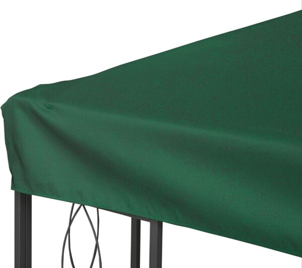 VivaGarden Copertura Gazebo 4x3 m a 2 Livelli in Poliestere con Cinghie e 10 Fori di Drenaggio colore Verde