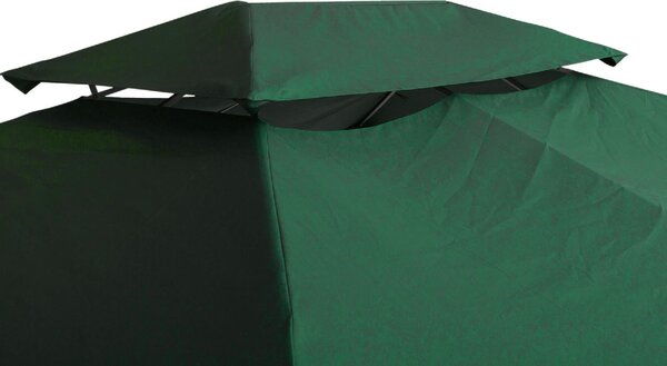 VivaGarden Copertura Gazebo 4x3 m a 2 Livelli in Poliestere con Cinghie e 10 Fori di Drenaggio colore Verde