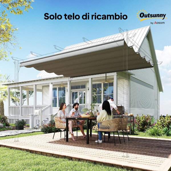 VivaGarden Copertura Pergola da Giardino 3x3 m Top con 10 Fori di Drenaggio colore Grigio Chiaro