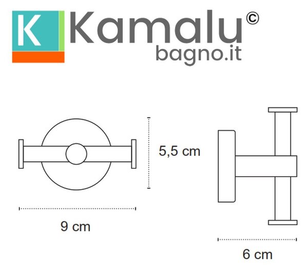 Appendiabiti bagno doppi ganci laterali acciaio inox satinato | MIRA-S - KAMALU