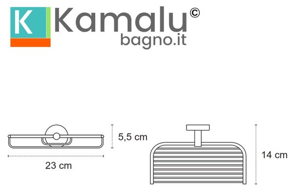 Portaoggetti doccia a griglia in acciaio inox nero opaco 23cm | MIRA-N - KAMALU