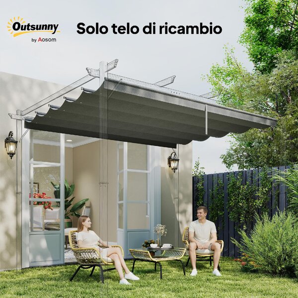 VivaGarden Copertura Pergola da Giardino 3x3 m Top con 10 Fori di Drenaggio colore Grigio Chiaro
