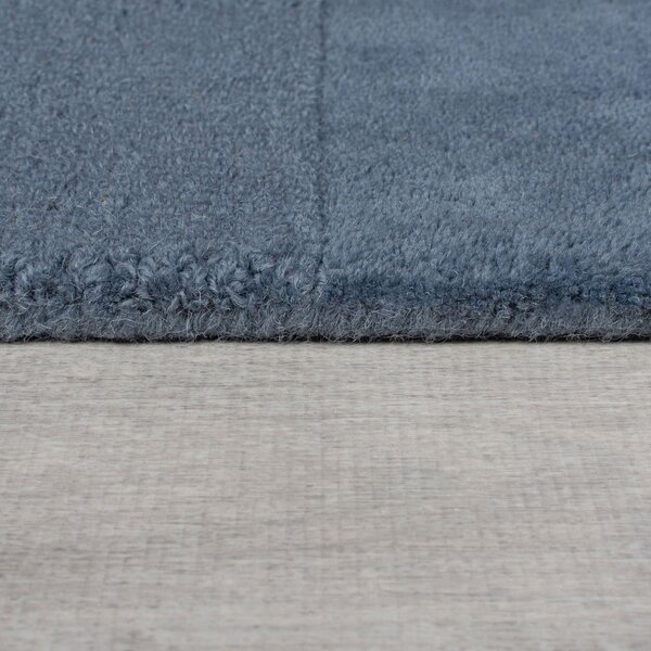 Passatoia in lana blu scuro tessuta a mano 60x230 cm Checkerboard - Flair Rugs
