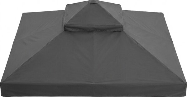 VivaGarden Copertura Gazebo da Giardino 3x4 m Top a 2 Livelli in Tessuto Oxford 600D con Fori di Drenaggio colore Grigio Scuro