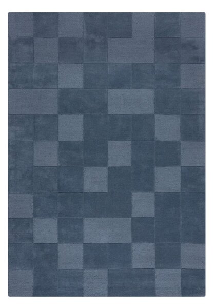 Tappeto in lana blu scuro tessuto a mano 160x230 cm Checkerboard - Flair Rugs