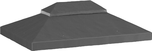 VivaGarden Copertura Gazebo da Giardino 3x4 m Top a 2 Livelli in Tessuto Oxford 600D con Fori di Drenaggio colore Grigio Scuro