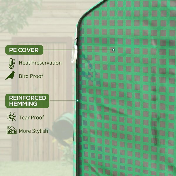 VivaGarden Copertura PE per Serra da Giardino con Porta a Cerniera e Finestre 140x73x190 cm colore Verde - A560GNAO82