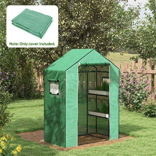 VivaGarden Copertura PE per Serra da Giardino con Porta a Cerniera e Finestre 140x73x190 cm colore Verde - A560GNAO82