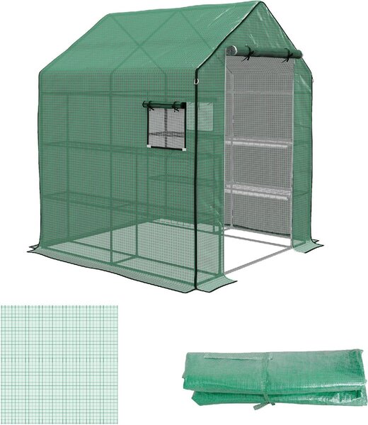 VivaGarden Copertura PE per Serra da Giardino con Porta a Cerniera e Finestre 140x143x190 cm colore Verde - A550GNAO82
