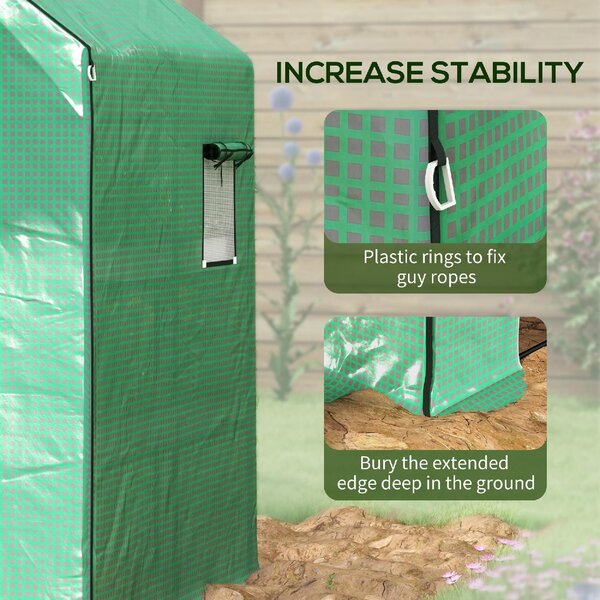VivaGarden Copertura PE per Serra da Giardino con Porta a Cerniera e Finestre 140x143x190 cm colore Verde - A550GNAO82