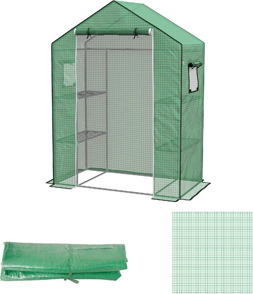 VivaGarden Copertura PE per Serra da Giardino con Porta a Cerniera e Finestre 140x73x190 cm colore Verde - A560GNAO82