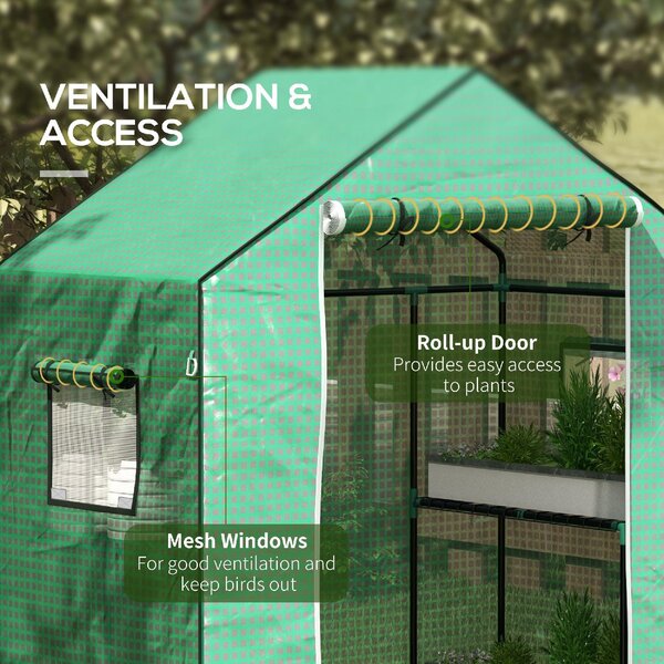 VivaGarden Copertura PE per Serra da Giardino con Porta a Cerniera e Finestre 140x73x190 cm colore Verde - A560GNAO82