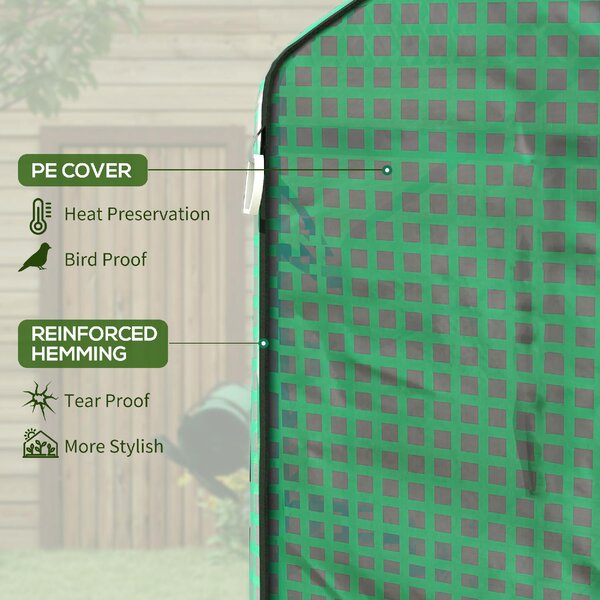 VivaGarden Copertura PE per Serra da Giardino con Porta a Cerniera e Finestre 140x143x190 cm colore Verde - A550GNAO82