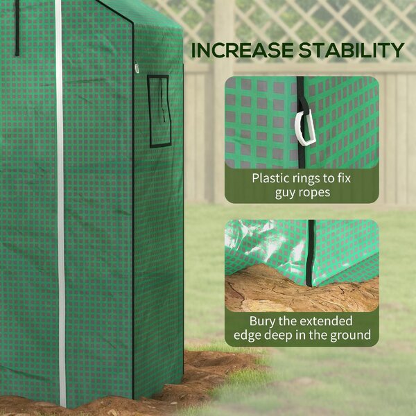 VivaGarden Copertura PE per Serra da Giardino con Porta a Cerniera e Finestre 140x73x190 cm colore Verde - A560GNAO82