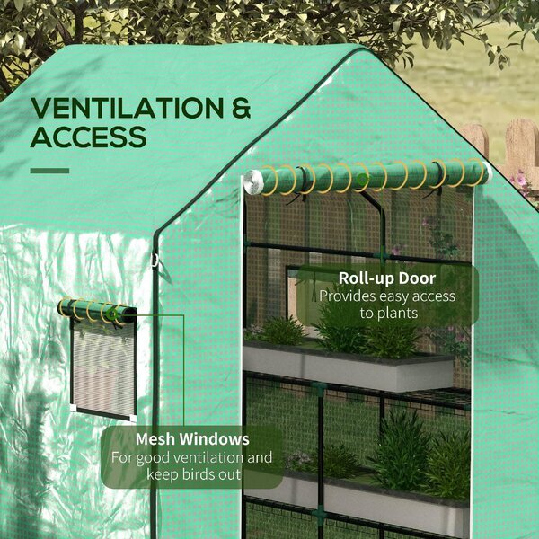 VivaGarden Copertura PE per Serra da Giardino con Porta a Cerniera e Finestre 140x143x190 cm colore Verde - A550GNAO82