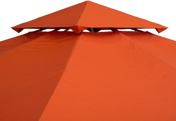 VivaGarden Copertura per Gazebo 3x3 m a 2 Livelli in Poliestere Resistente con 8 Fori di Drenaggio Rosso Ruggine