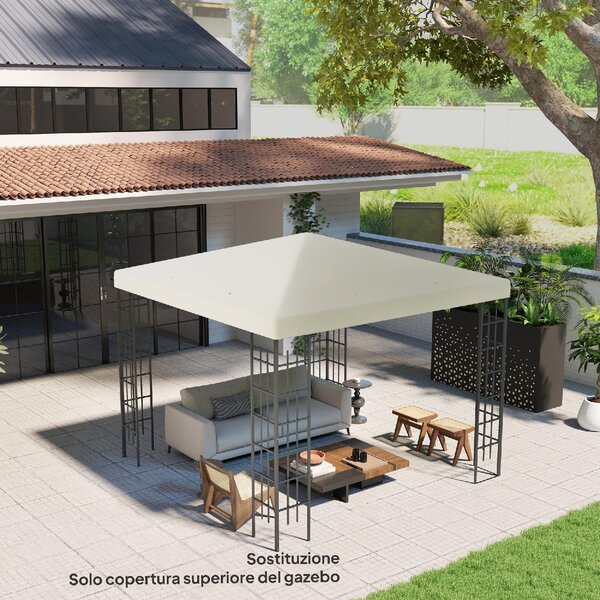 VivaGarden Copertura per Gazebo da Giardino 3x3 m in Tessuto Oxford 600D con Fori di Drenaggio colore Bianco Crema