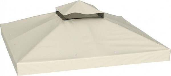 VivaGarden Copertura per Gazebo da Giardino 3x3m Tetto Sostitutivo UPF30+ a 2 Livelli in Poliestere colore Crema