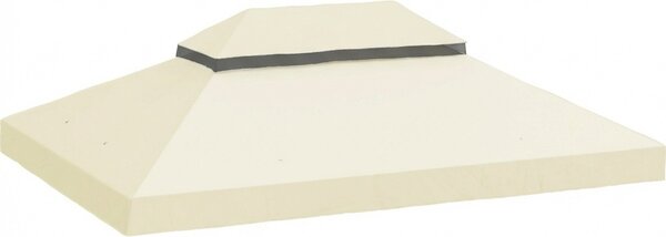 VivaGarden Copertura per Gazebo da Giardino 3x4 m a 2 Livelli in Tessuto Oxford 600D con Fori di Drenaggio colore Bianco Crema