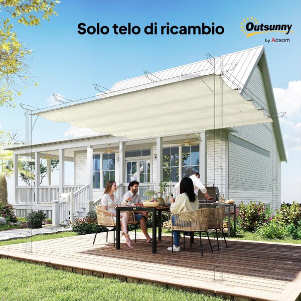 VivaGarden Copertura Pergola 3x2,5 m Anti UV in Poliestere con 8 Fori di Drenaggio 286x245 cm colore Crema