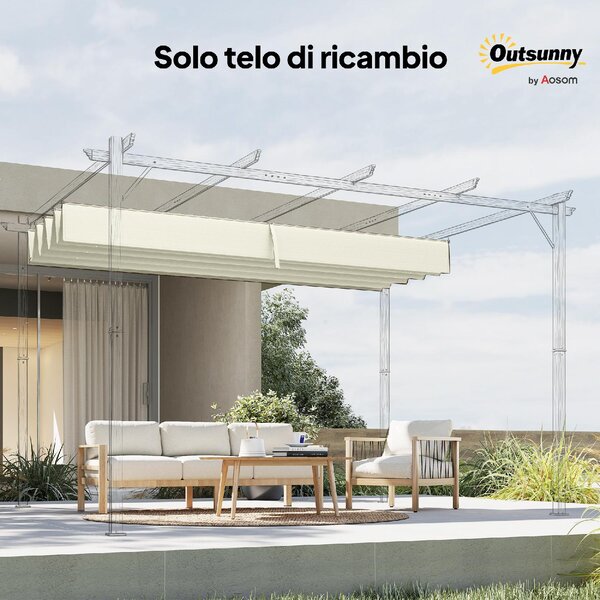 VivaGarden Copertura Pergola 3x2,5 m Anti UV in Poliestere con 8 Fori di Drenaggio 286x245 cm colore Crema