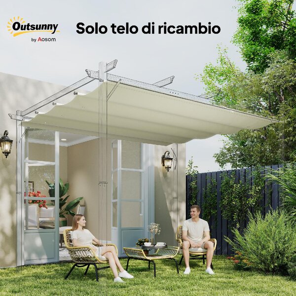 VivaGarden Copertura Pergola 3x2,5 m Anti UV in Poliestere con 8 Fori di Drenaggio 286x245 cm colore Crema