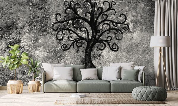 Carta da parati – Albero della vita in bianco e nero