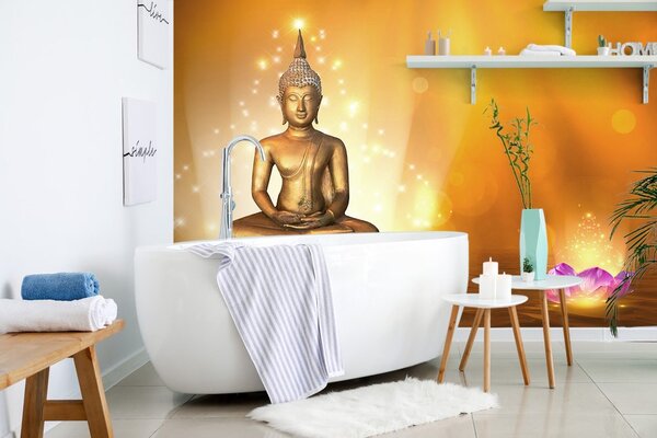 Carta da parati – Statua di Buddha su fiore di loto