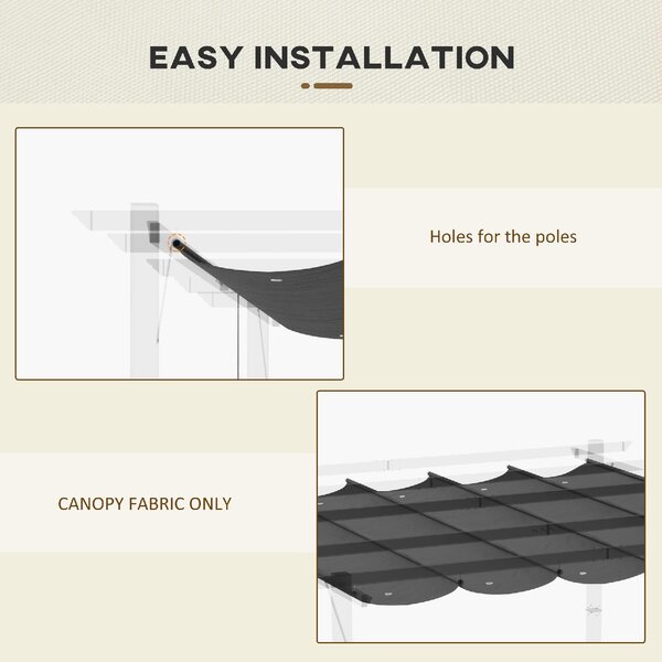 VivaGarden Copertura Pergola 3x3 mt Top in Poliestere Traspirante con 10 Fori di Drenaggio colore Grigio Scuro