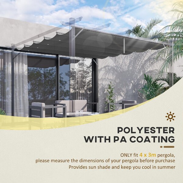 VivaGarden Copertura Pergola 3x3 mt Top in Poliestere Traspirante con 10 Fori di Drenaggio colore Grigio Scuro