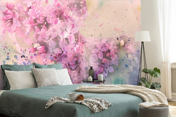 Carta da parati – Ramo di fiori rosa