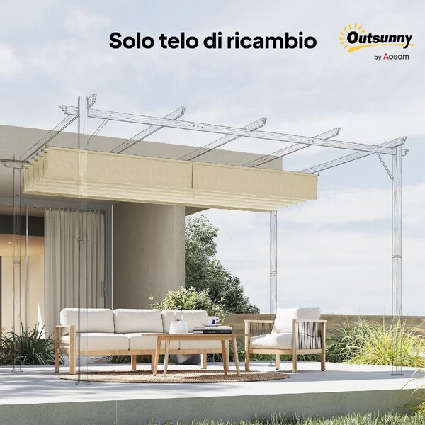 VivaGarden Copertura Pergola con 10 Fori di Drenaggio in Poliestere 250x255 cm per Pergola 3x3m colore Crema