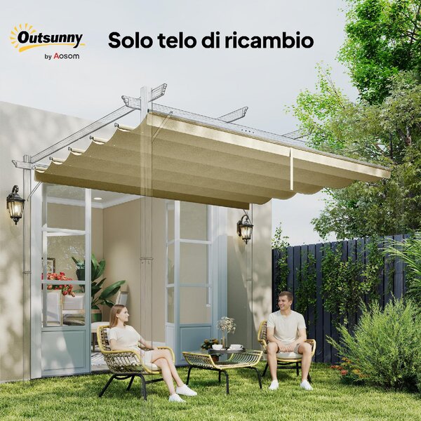 VivaGarden Copertura Pergola con 10 Fori di Drenaggio in Poliestere 250x255 cm per Pergola 3x3m colore Beige