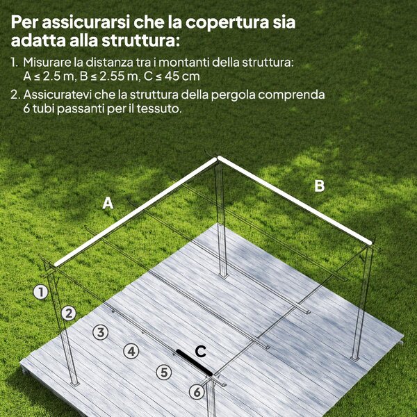VivaGarden Copertura Pergola con 10 Fori di Drenaggio in Poliestere 250x255 cm per Pergola 3x3m colore Beige