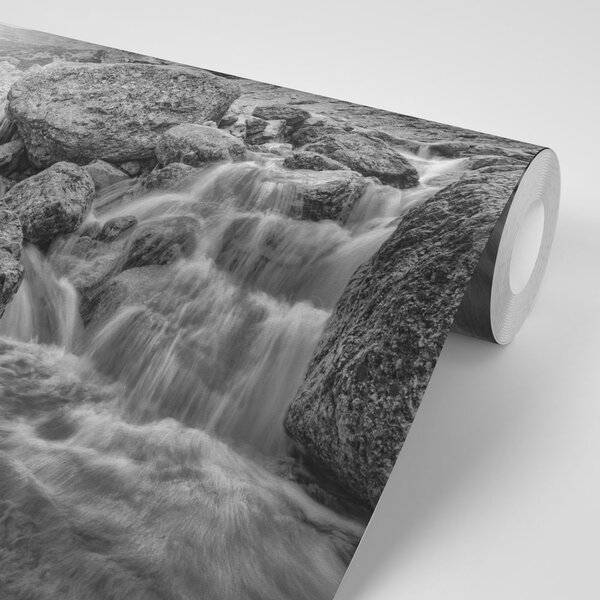 Carta da parati – Cascate montane in bianco e nero
