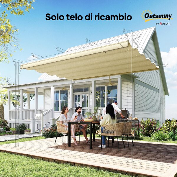 VivaGarden Copertura Pergola con 10 Fori di Drenaggio in Poliestere 250x255 cm per Pergola 3x3m colore Crema