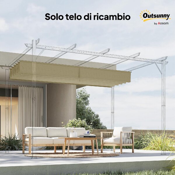VivaGarden Copertura Pergola con 10 Fori di Drenaggio in Poliestere 250x255 cm per Pergola 3x3m colore Beige