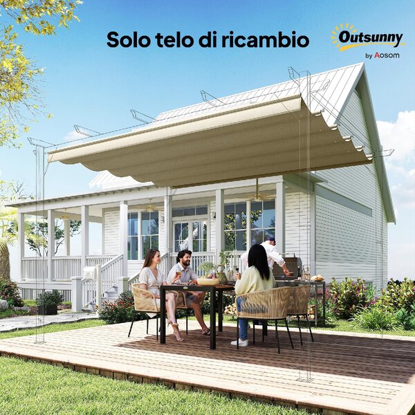 VivaGarden Copertura Pergola con 10 Fori di Drenaggio in Poliestere 250x255 cm per Pergola 3x3m colore Beige