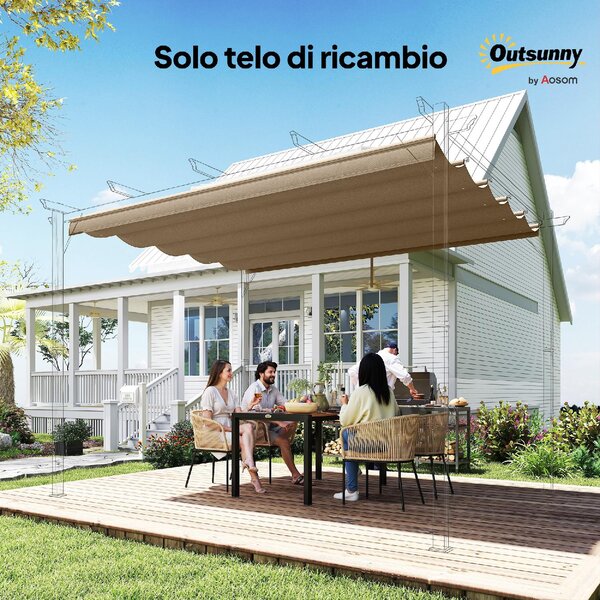 VivaGarden Copertura Pergola con 10 Fori di Drenaggio in Poliestere 250x255 cm per Pergola 3x3m colore Marrone Chiaro