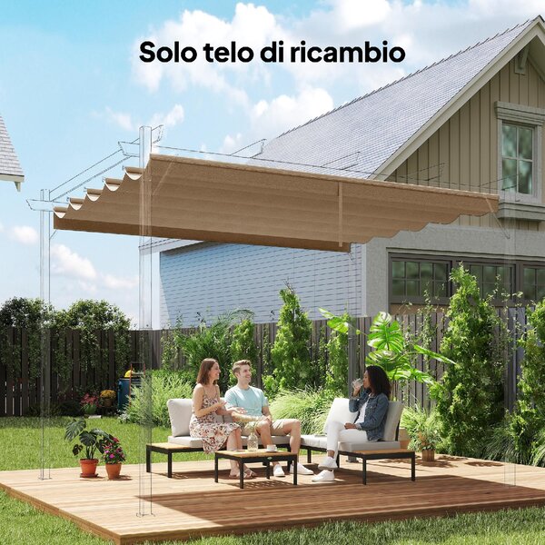 VivaGarden Copertura Pergola con 10 Fori di Drenaggio in Poliestere 250x255 cm per Pergola 3x3m colore Marrone Chiaro