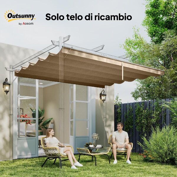 VivaGarden Copertura Pergola con 10 Fori di Drenaggio in Poliestere 250x255 cm per Pergola 3x3m colore Marrone Chiaro